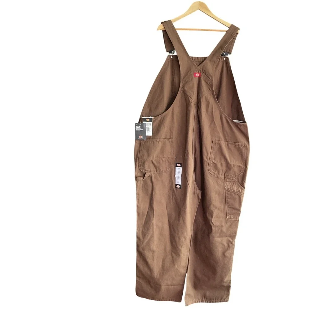 Dickies Mens Brown Duck Canvas Bib Overalls Workwear 48x30